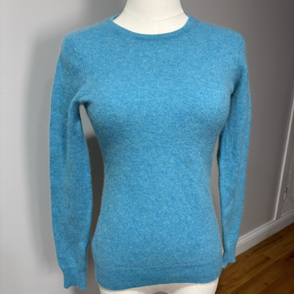Charter Club Luxury 100% Cashmere Sweater Blue Turquoise Crew Neck sz S Classic